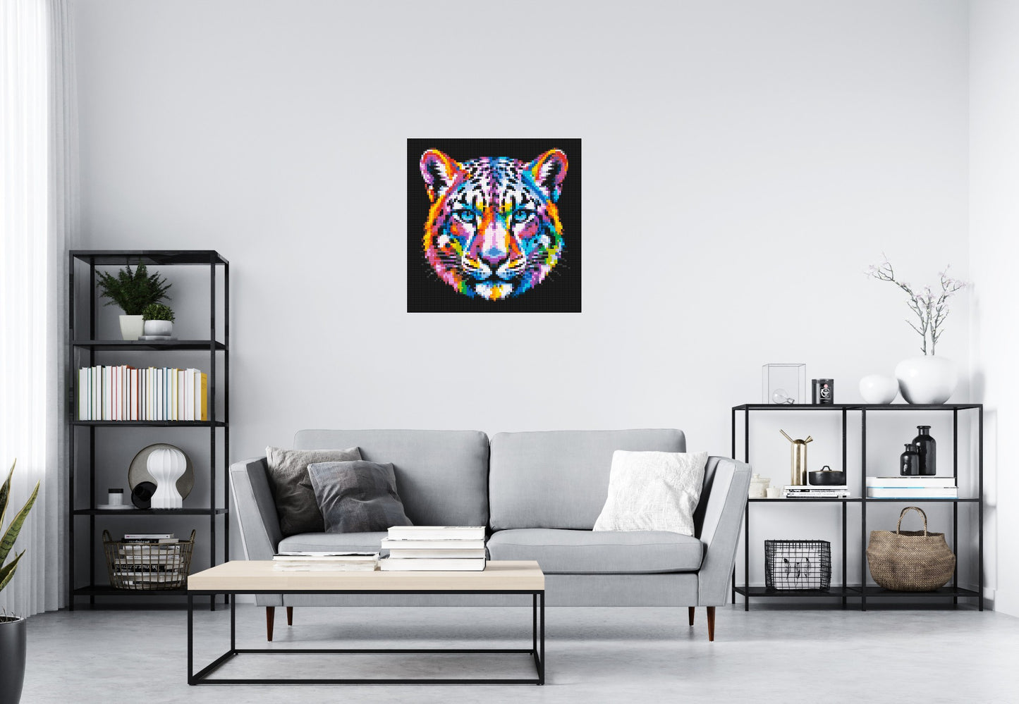 Vibrant Psychedelic Leopard Face Pop Art - Brick Art Mosaic Kit 4x4 large