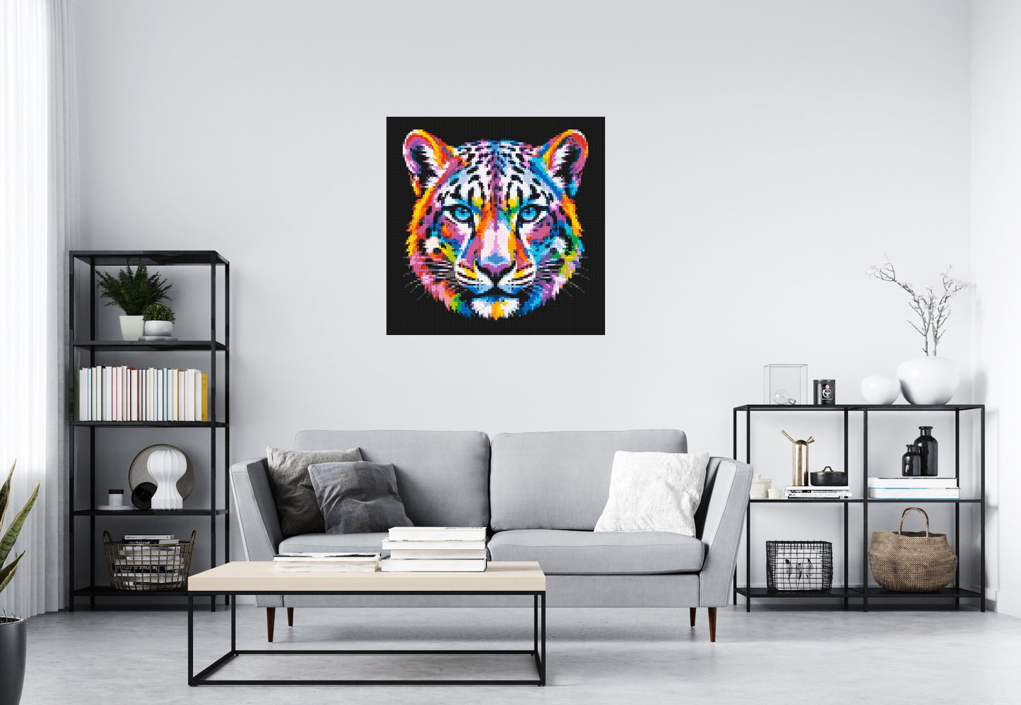 Vibrant Psychedelic Leopard Face Pop Art - Brick Art Mosaic Kit 5x5 large