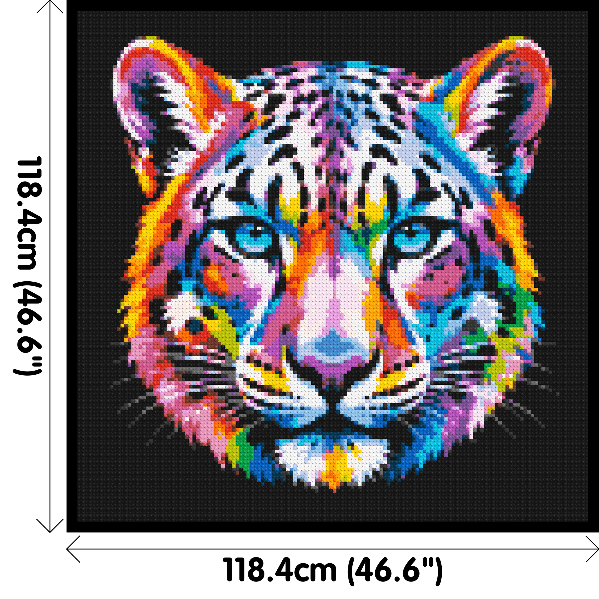 Vibrant Psychedelic Leopard Face Pop Art - Brick Art Mosaic Kit 6x6 dimensions with frame