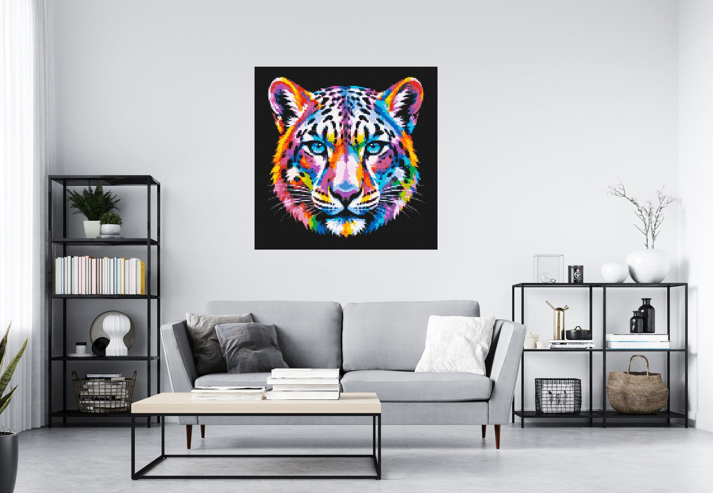 Vibrant Psychedelic Leopard Face Pop Art - Brick Art Mosaic Kit 6x6 large