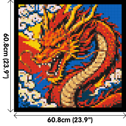 Fierce Eastern Dragon Pop Art - Brick Art Mosaic Kit 3x3 large