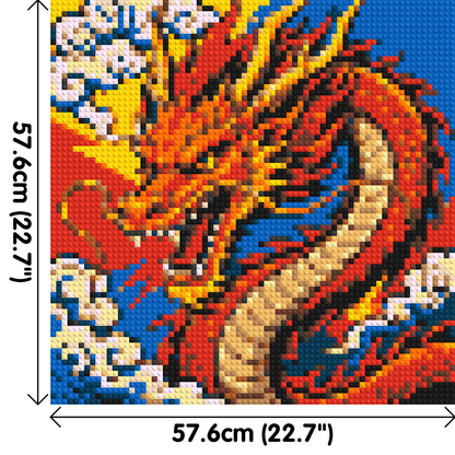 Fierce Eastern Dragon Pop Art - Brick Art Mosaic Kit 3x3 large