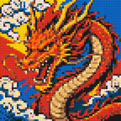 Fierce Eastern Dragon Pop Art - Brick Art Mosaic Kit 3x3 large