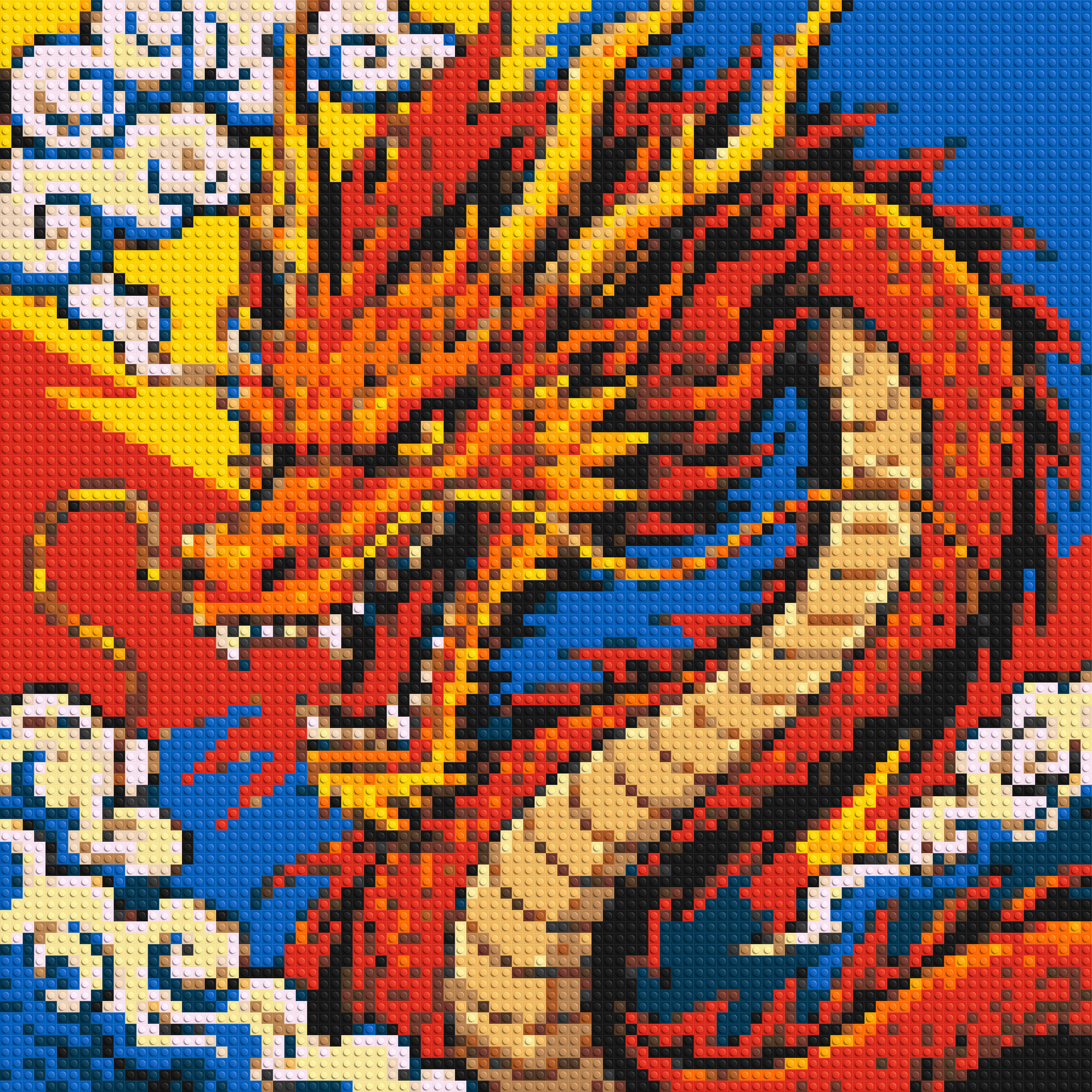 Fierce Eastern Dragon Pop Art - Brick Art Mosaic Kit 4x4 large