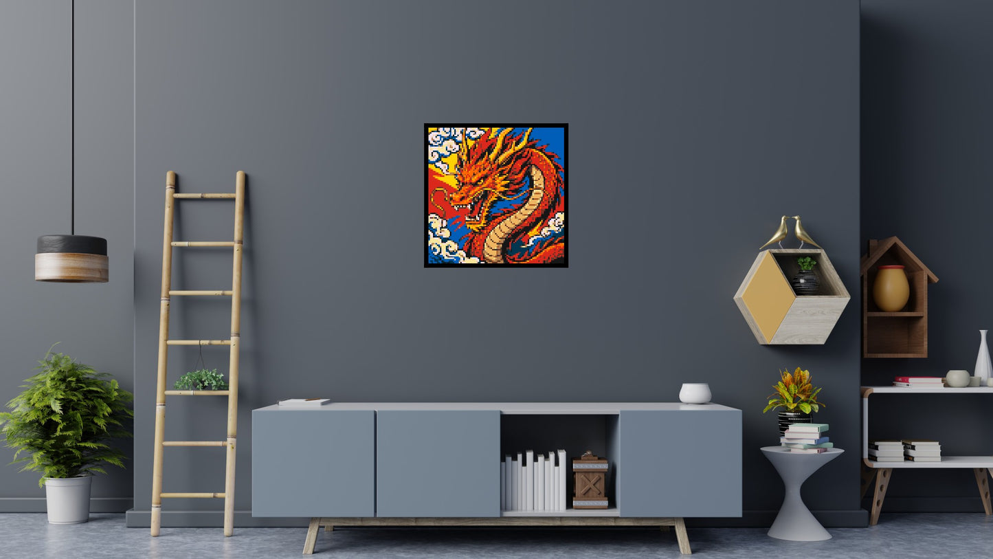 Fierce Eastern Dragon Pop Art - Brick Art Mosaic Kit 4x4 large