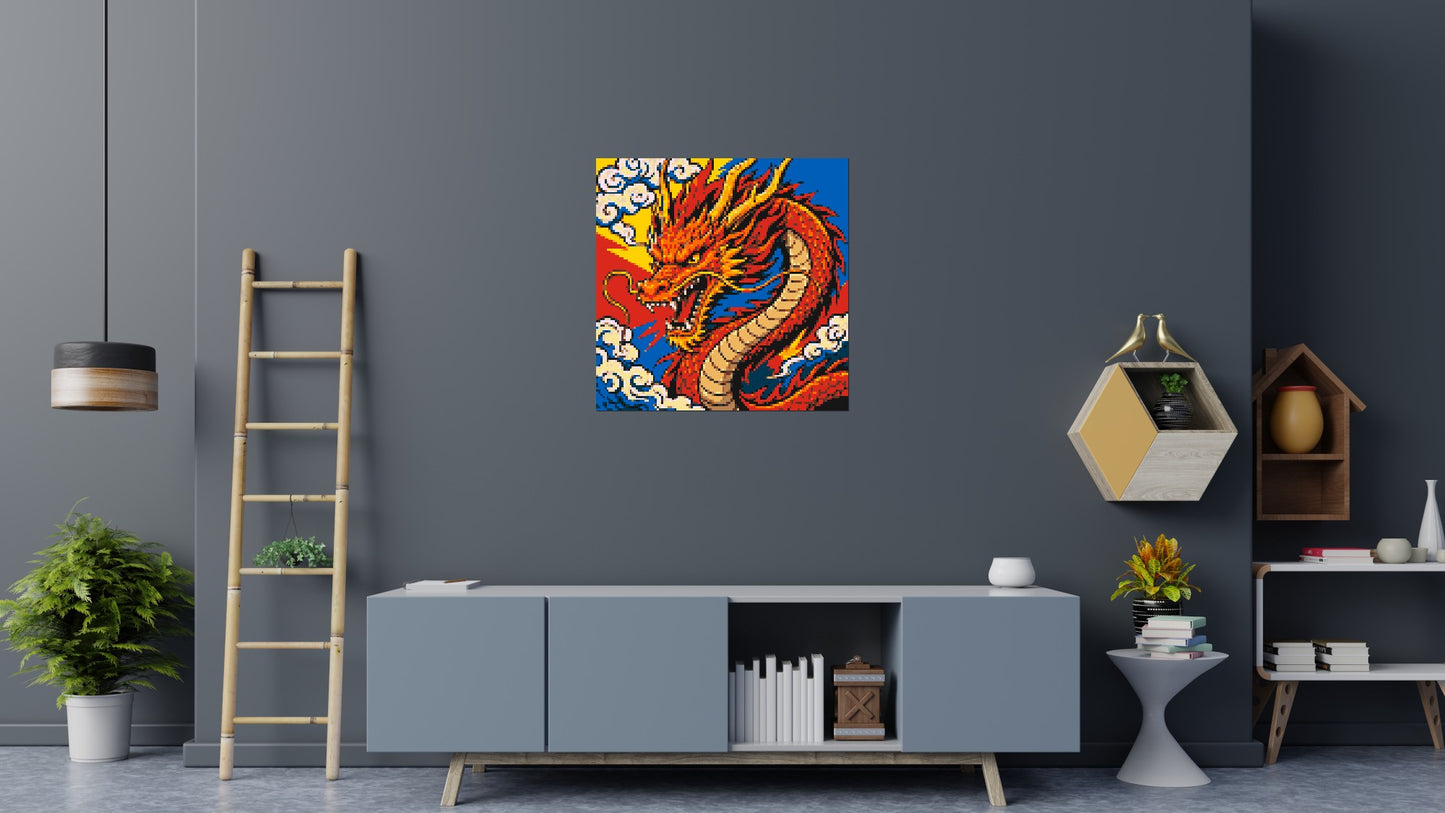 Fierce Eastern Dragon Pop Art - Brick Art Mosaic Kit 5x5 large