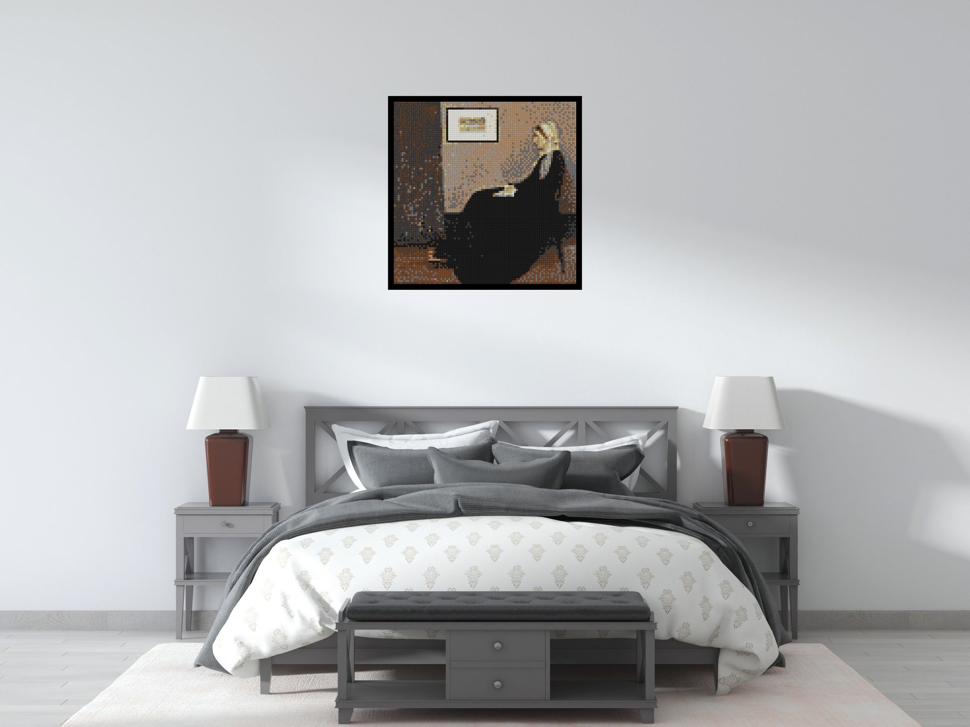 Whistler's Mother by James McNeill Whistler - Brick Art Mosaic Kit 4x4 scene with frame