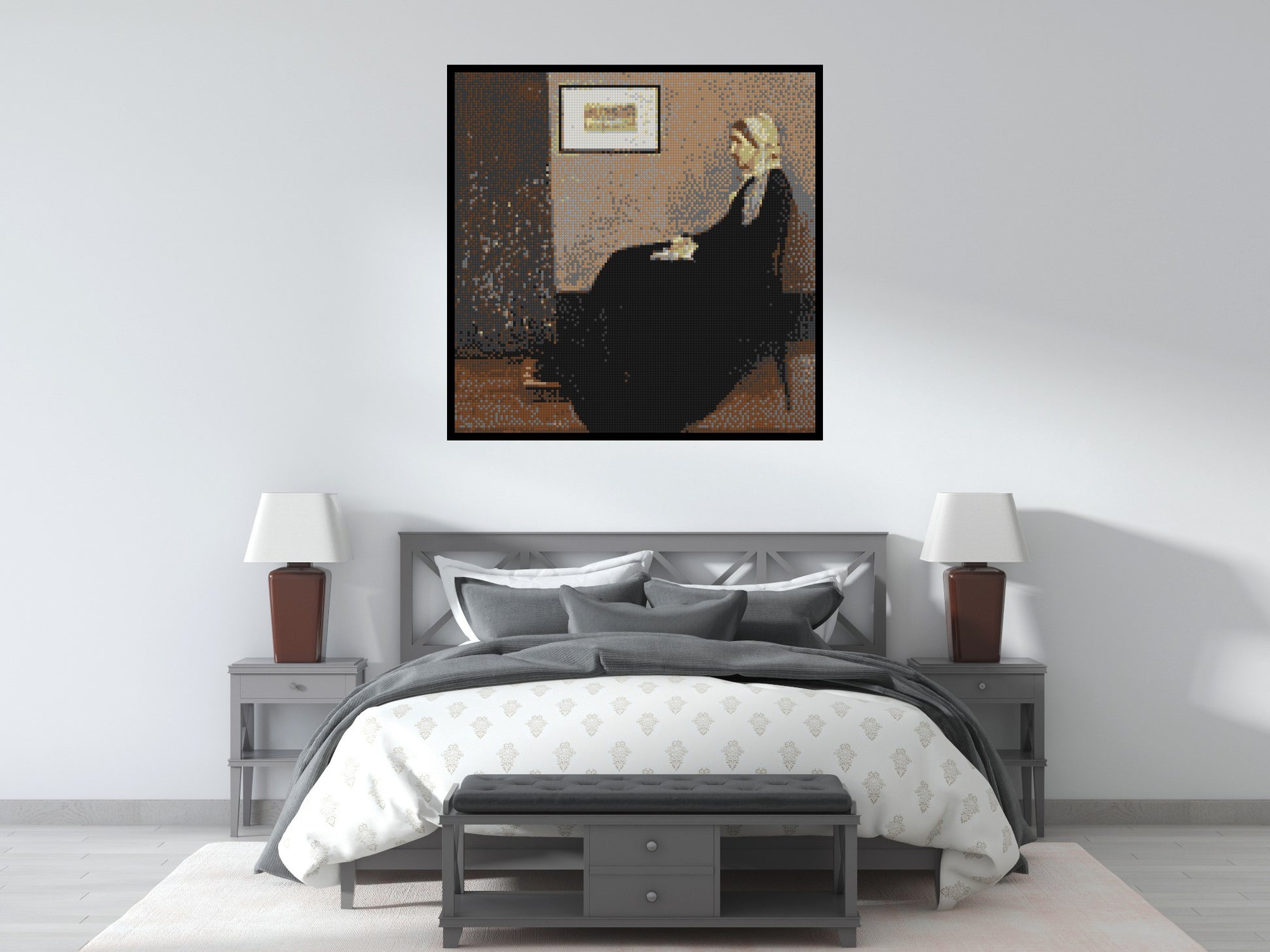 Whistler's Mother by James McNeill Whistler - Brick Art Mosaic Kit 6x6 scene with frame