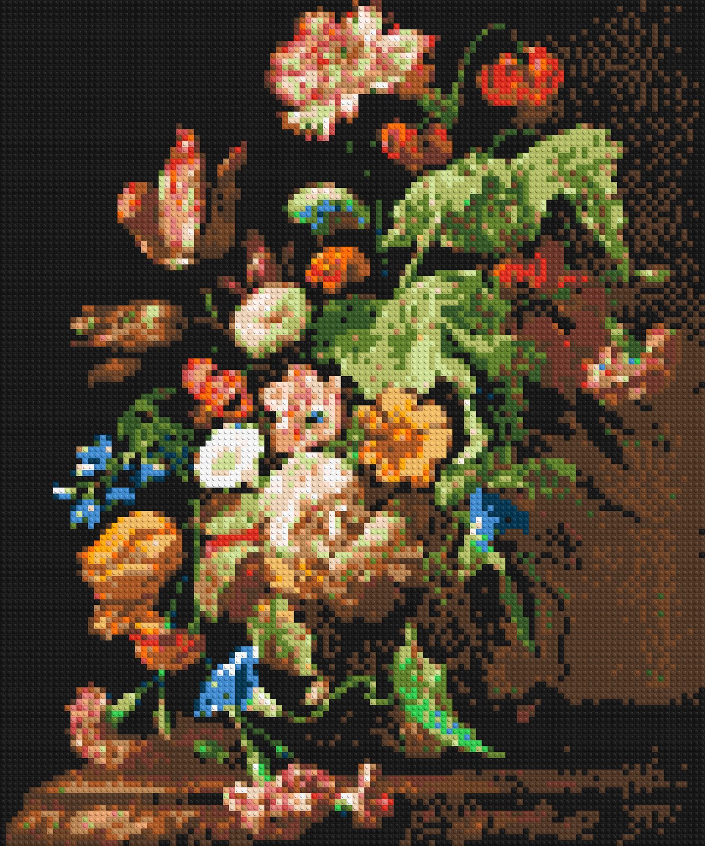 Still Life with Flowers by Rachel Ruysch - Brick Art Mosaic Kit 5x6 large