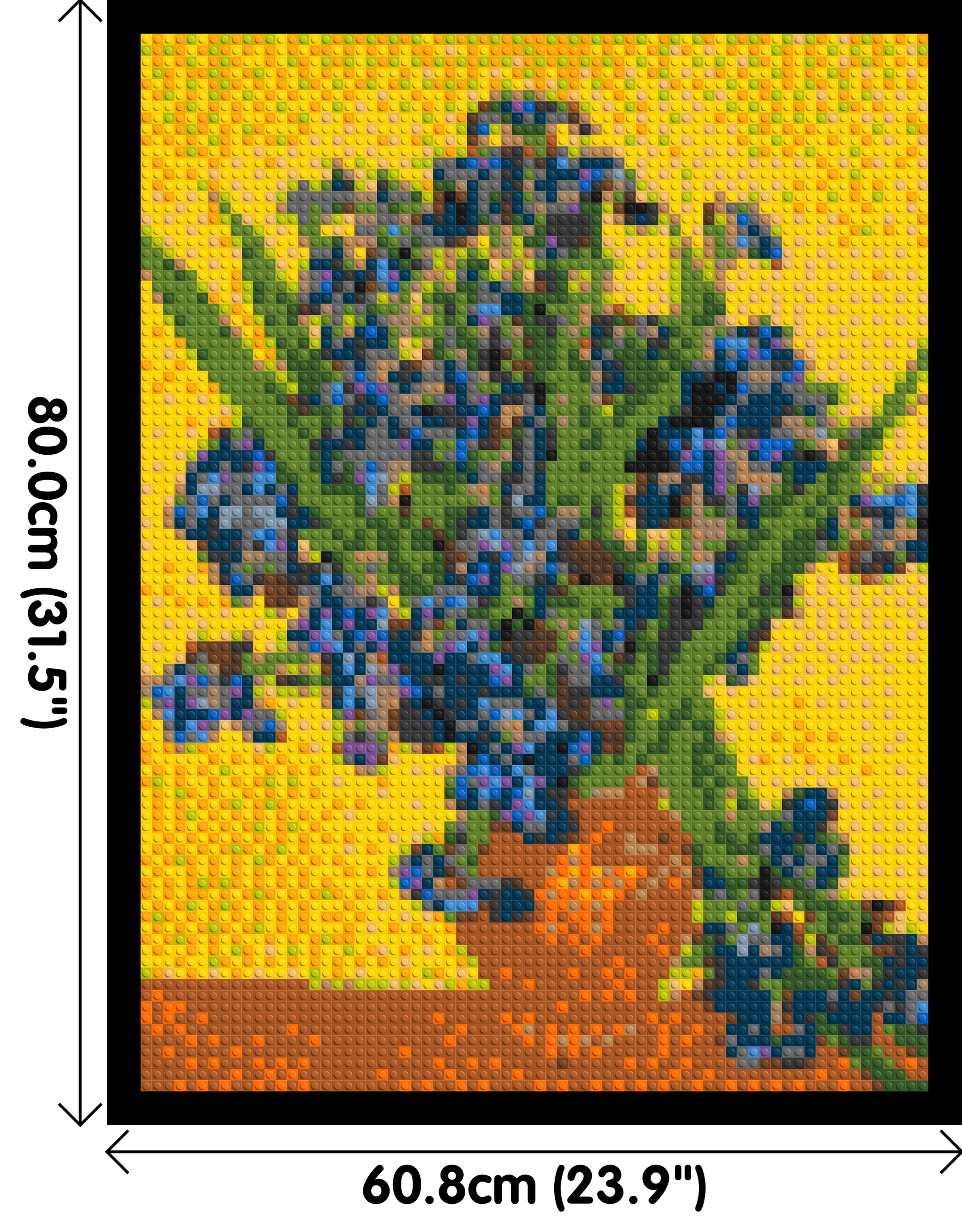 Vase with Irises by Vincent van Gogh - Brick Art Mosaic Kit 3x4 dimensions with frame
