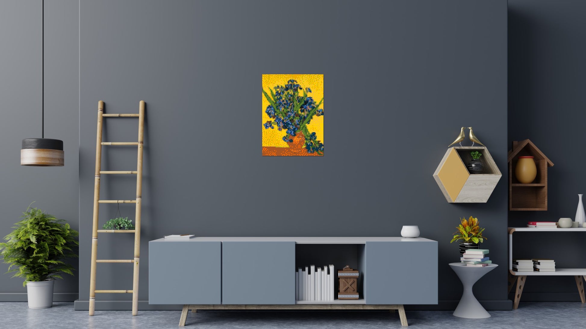 Vase with Irises by Vincent van Gogh - Brick Art Mosaic Kit 3x4 scene