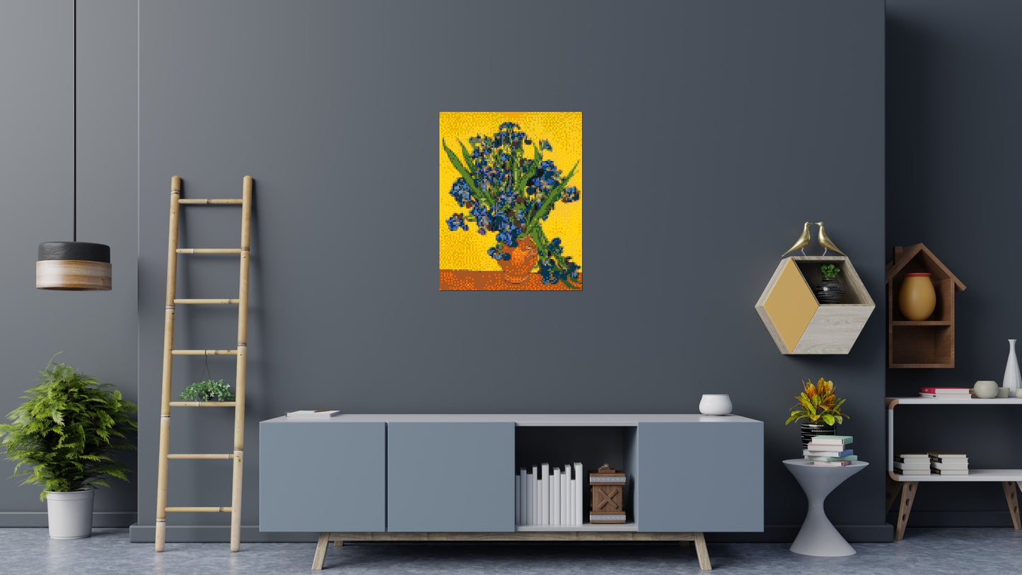 Vase with Irises by Vincent van Gogh - Brick Art Mosaic Kit 4x5 large