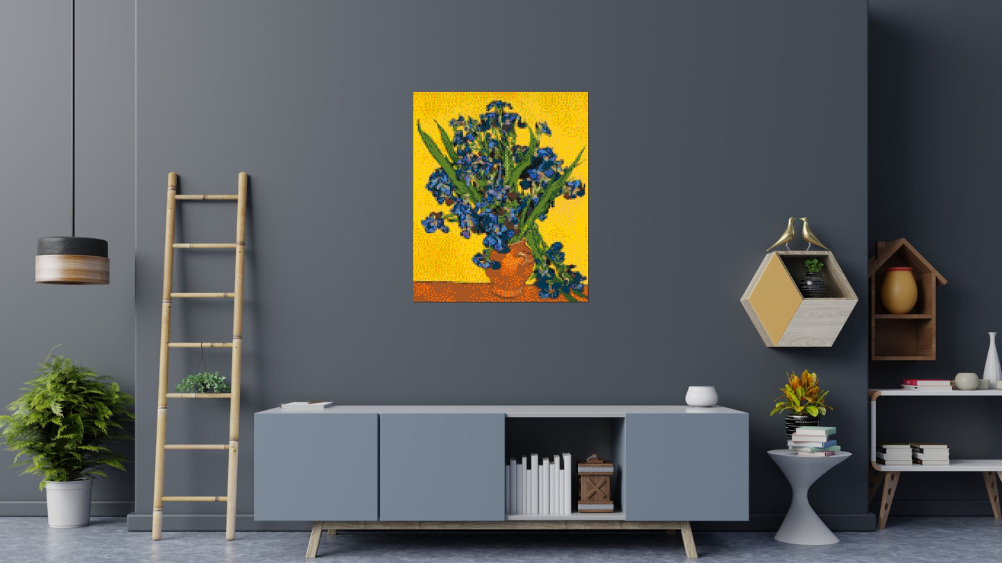 Vase with Irises by Vincent van Gogh - Brick Art Mosaic Kit 5x6 large