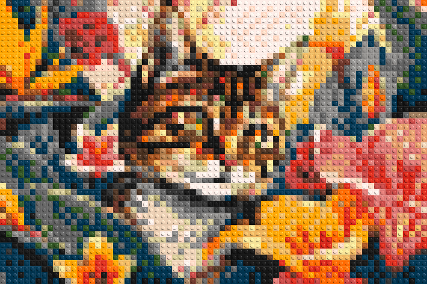 Tabby Cat in Tropical Flower Jungle Pop Art - Brick Art Mosaic Kit 3x2 large