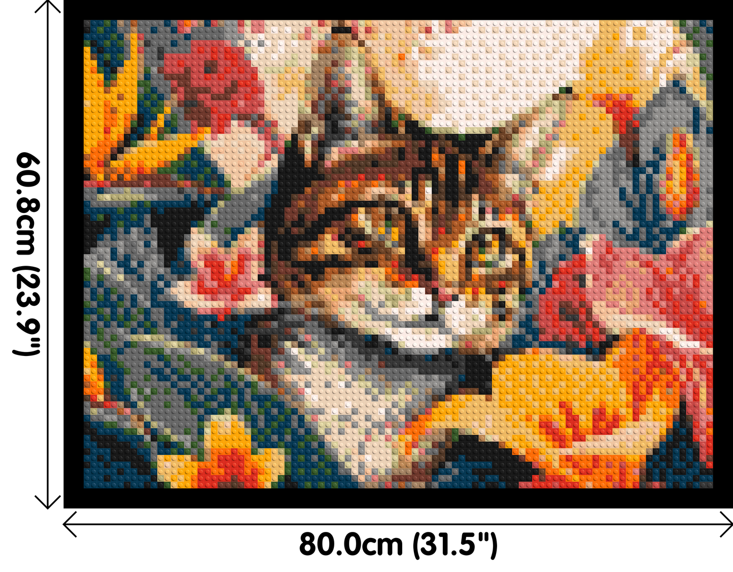 Tabby Cat in Tropical Flower Jungle Pop Art - Brick Art Mosaic Kit 4x3 large