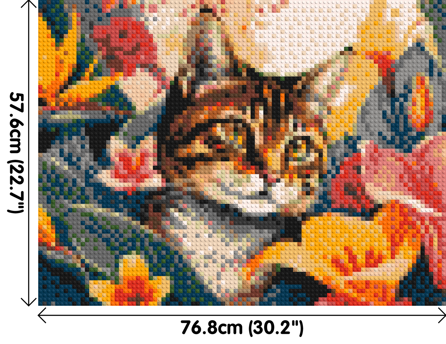 Tabby Cat in Tropical Flower Jungle Pop Art - Brick Art Mosaic Kit 4x3 large