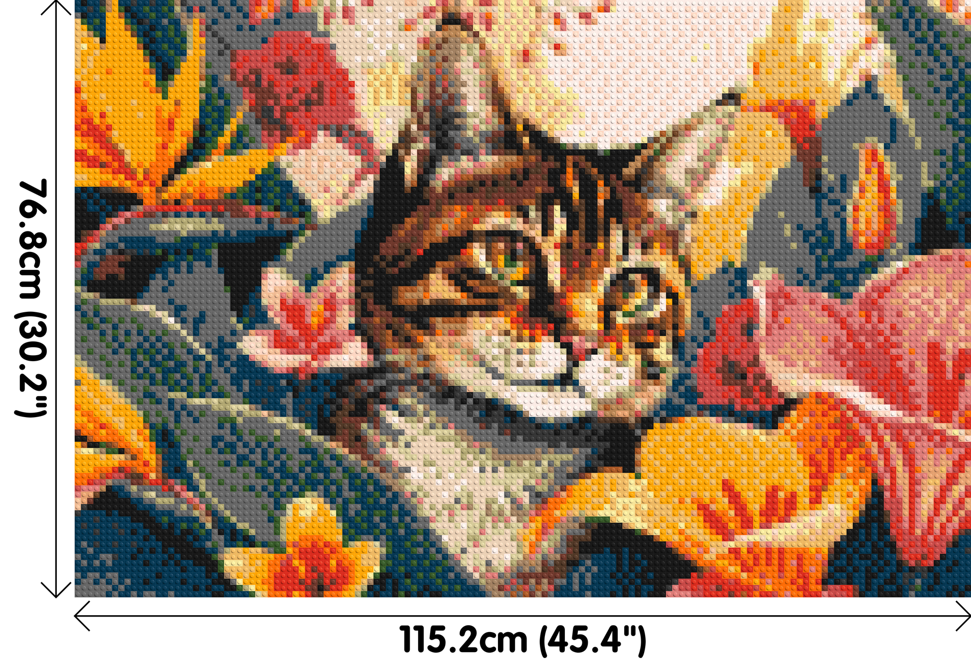 Tabby Cat in Tropical Flower Jungle Pop Art - Brick Art Mosaic Kit 6x4 dimensions