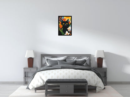 Black Cat in Tropical Sun Illustration - Brick Art Mosaic Kit 2x3 large
