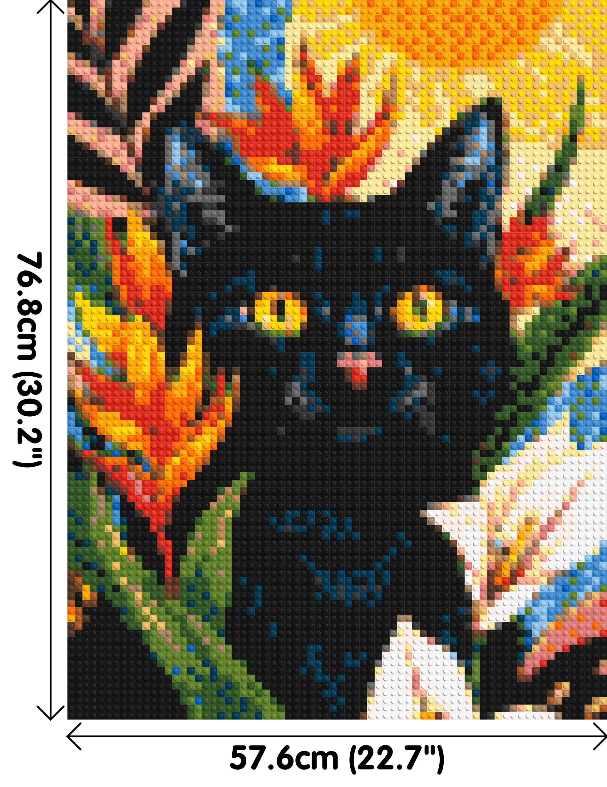 Black Cat in Tropical Sun Illustration - Brick Art Mosaic Kit 3x4 dimensions