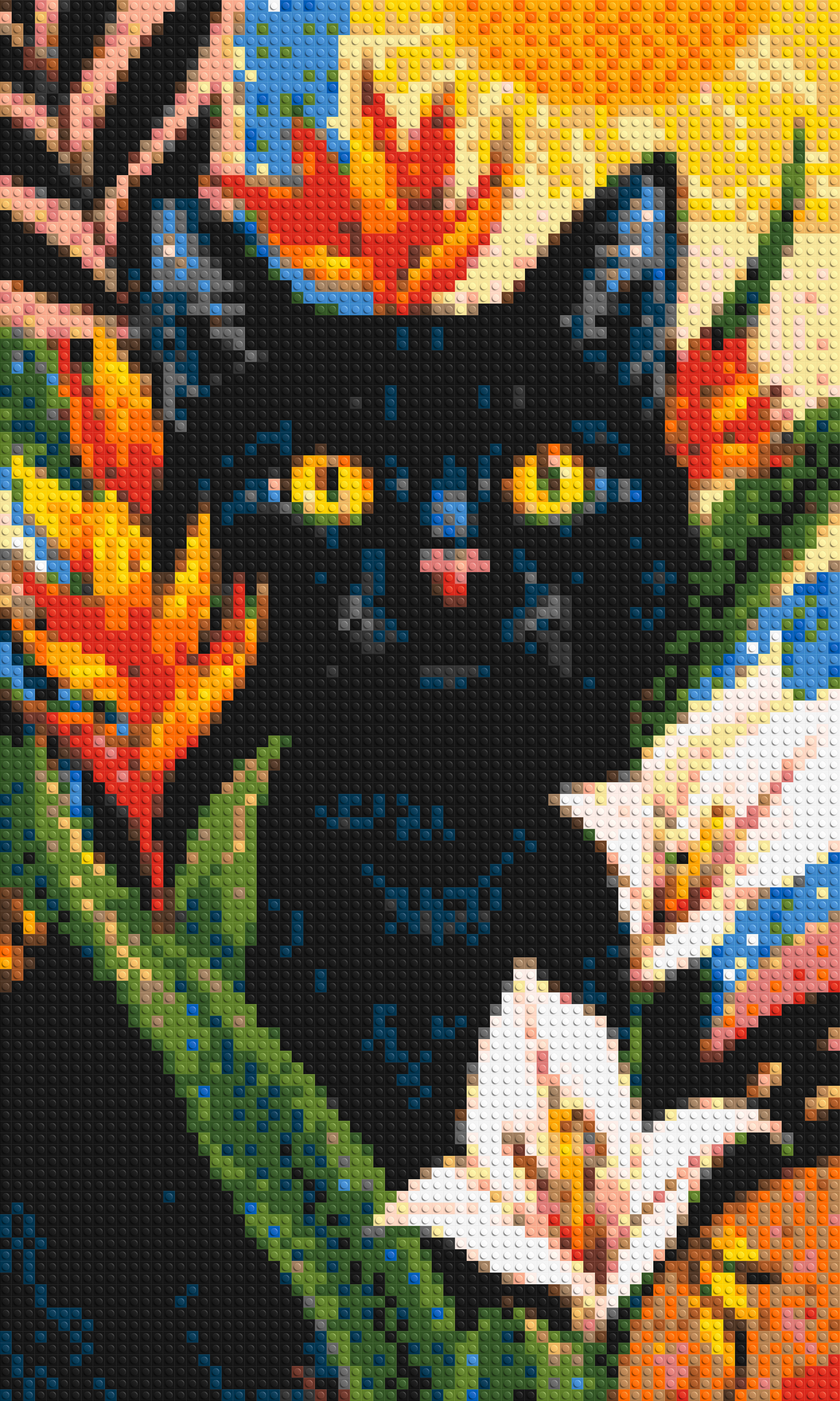 Black Cat in Tropical Sun Illustration - Brick Art Mosaic Kit 3x5 large