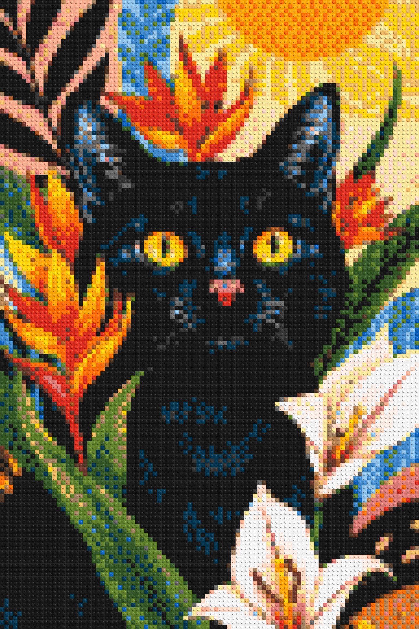 Black Cat in Tropical Sun Illustration - Brick Art Mosaic Kit 4x6 large