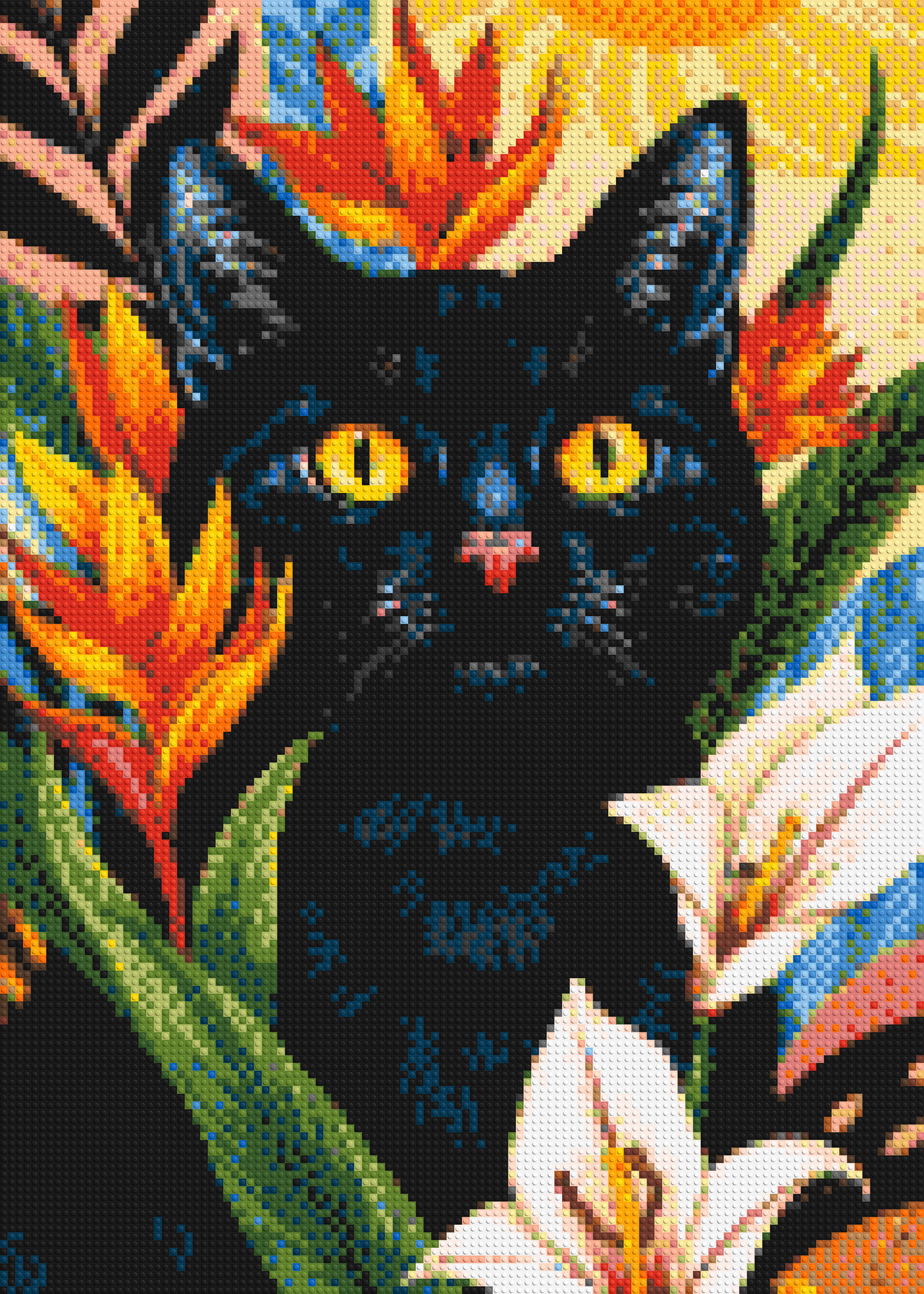 Black Cat in Tropical Sun Illustration - Brick Art Mosaic Kit 5x7 large