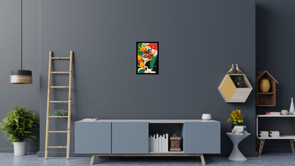 Tabby Cat with Birds of Paradise Illustration - Brick Art Mosaic Kit 2x3 large