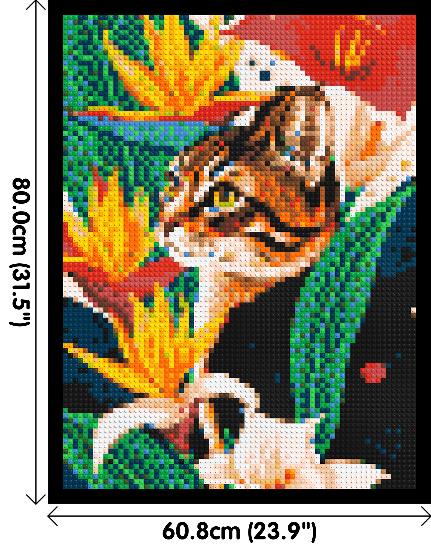 Tabby Cat with Birds of Paradise Illustration - Brick Art Mosaic Kit 3x4 large