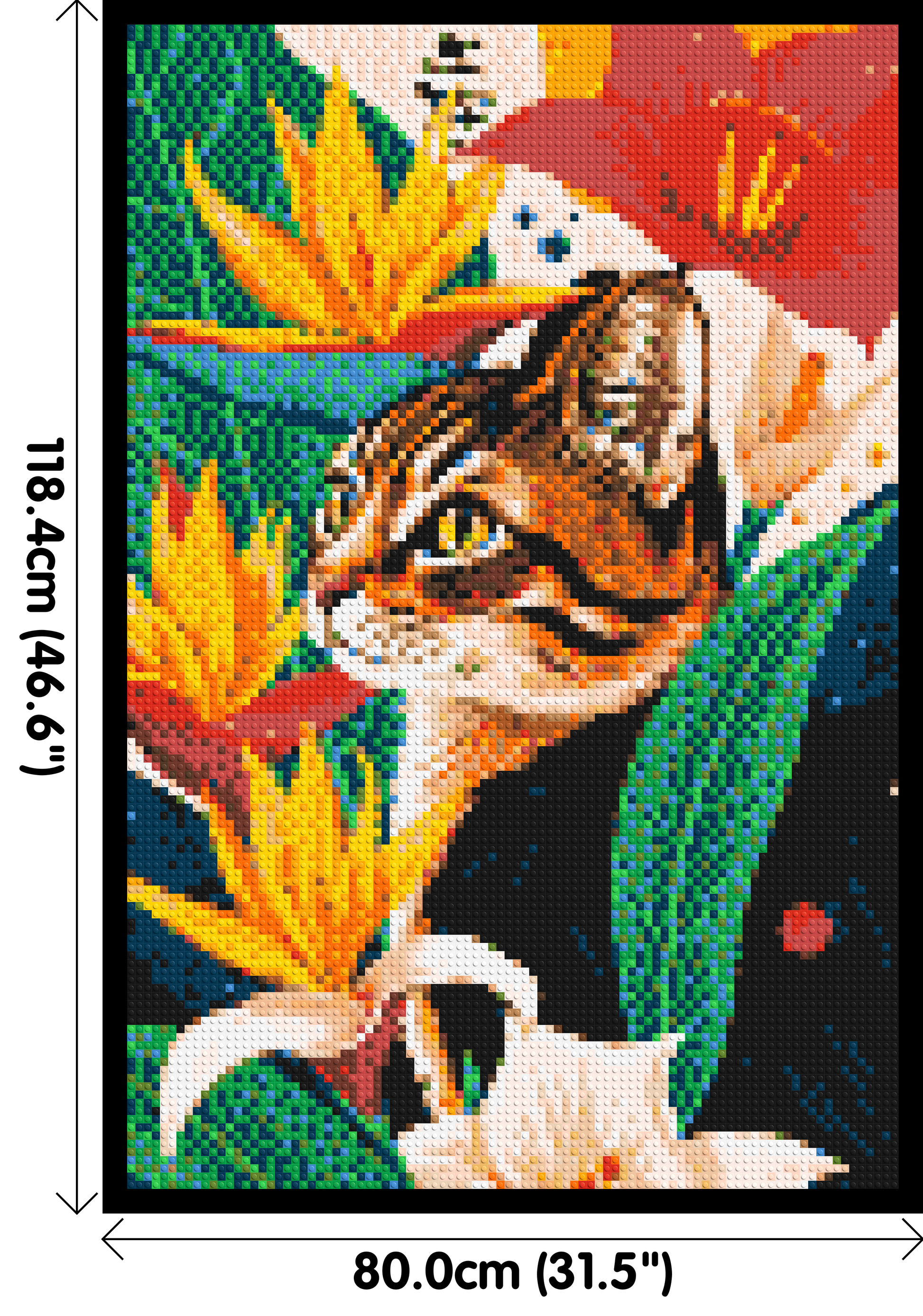 Tabby Cat with Birds of Paradise Illustration - Brick Art Mosaic Kit 4x6 dimensions with frame