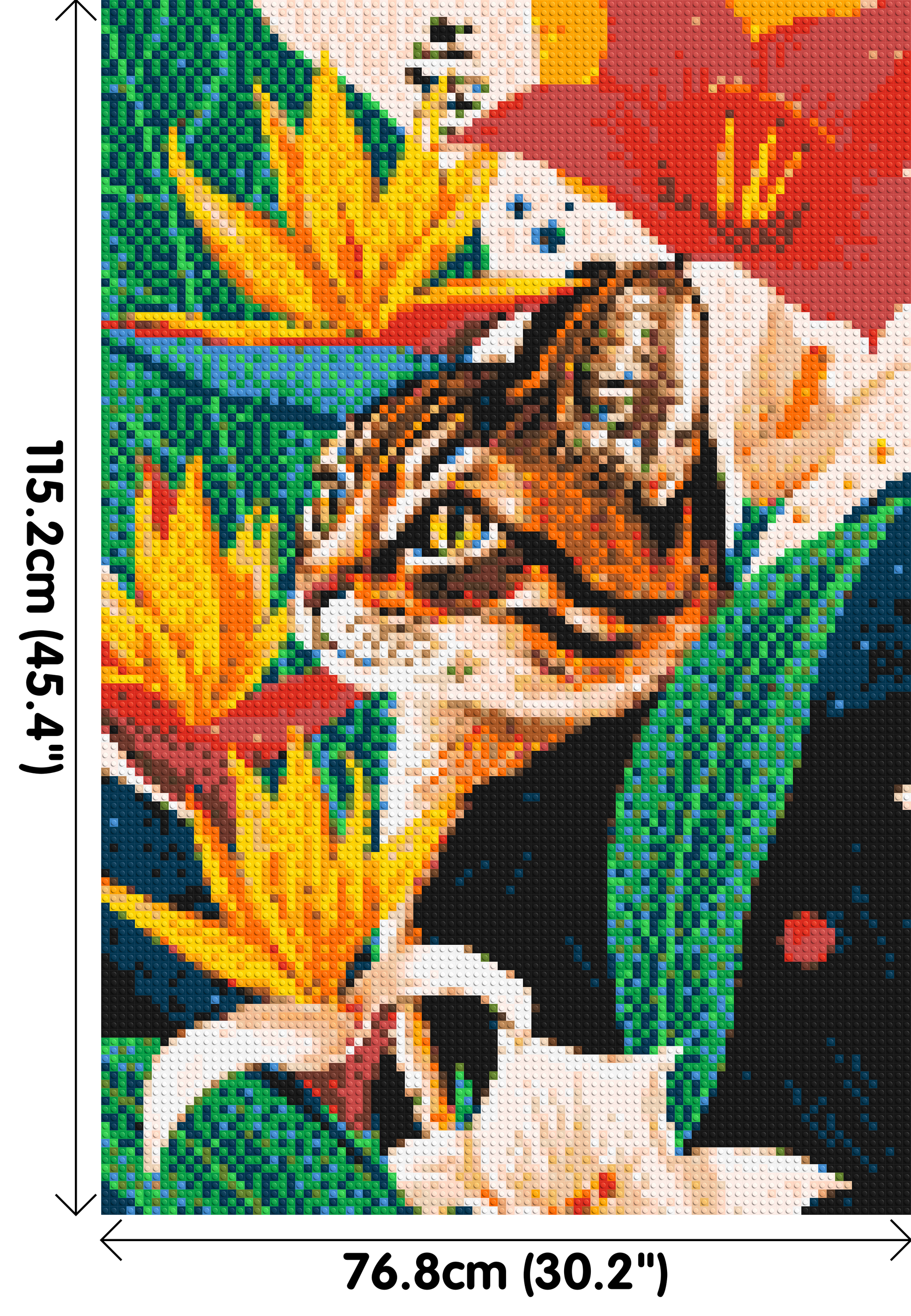 Tabby Cat with Birds of Paradise Illustration - Brick Art Mosaic Kit 4x6 dimensions