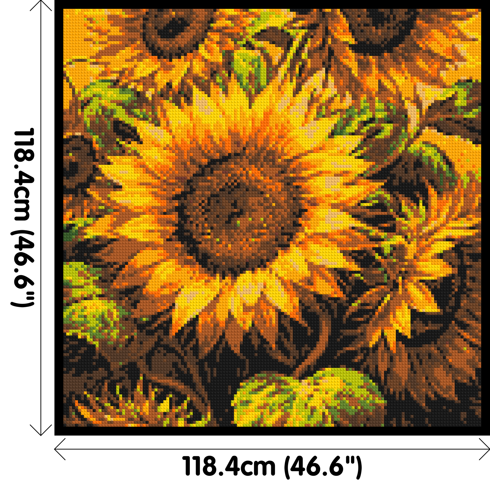 Golden Sunflowers Fine Art - Brick Art Mosaic Kit 6x6 dimensions with frame
