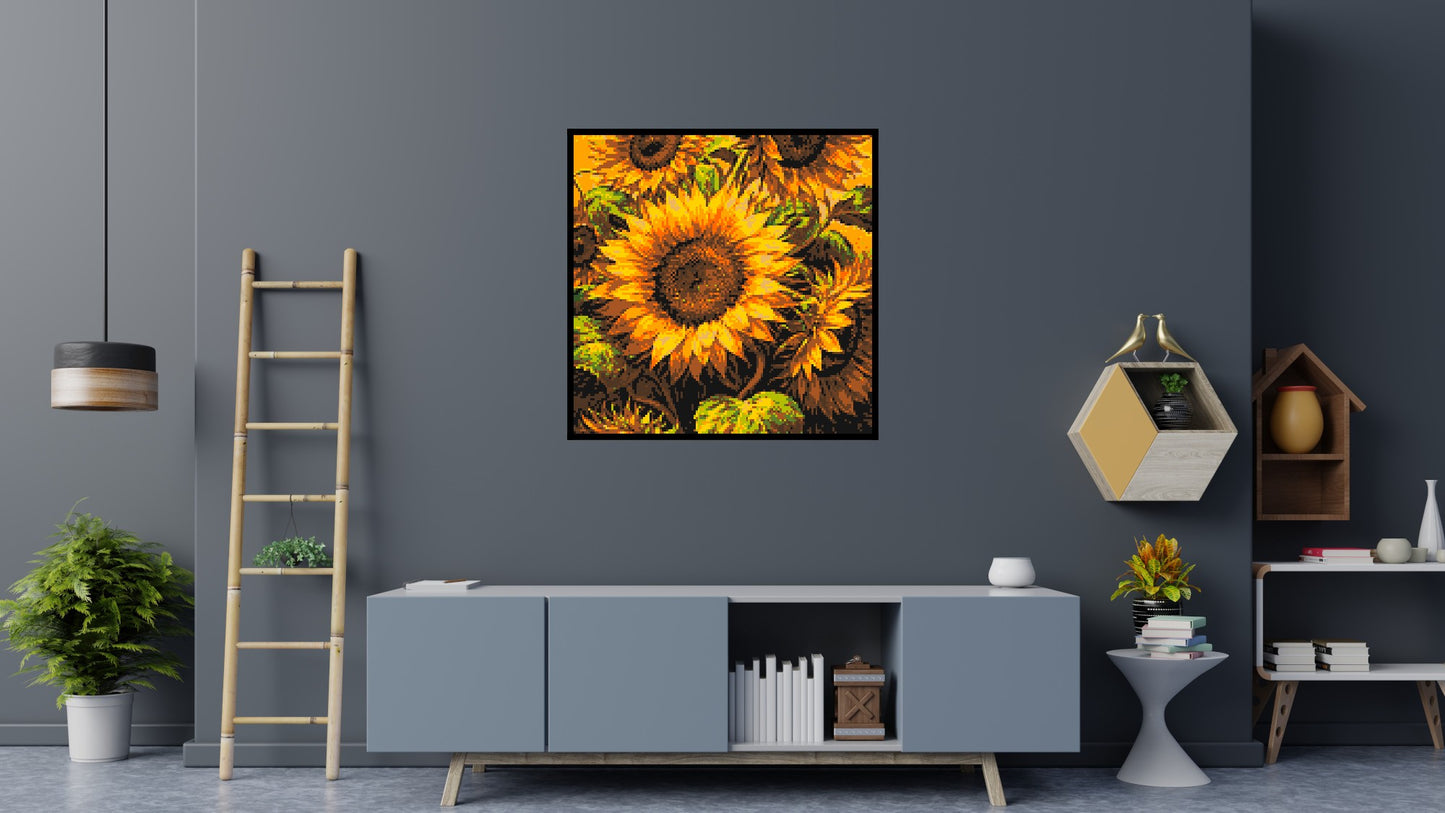 Golden Sunflowers Fine Art - Brick Art Mosaic Kit 6x6 large