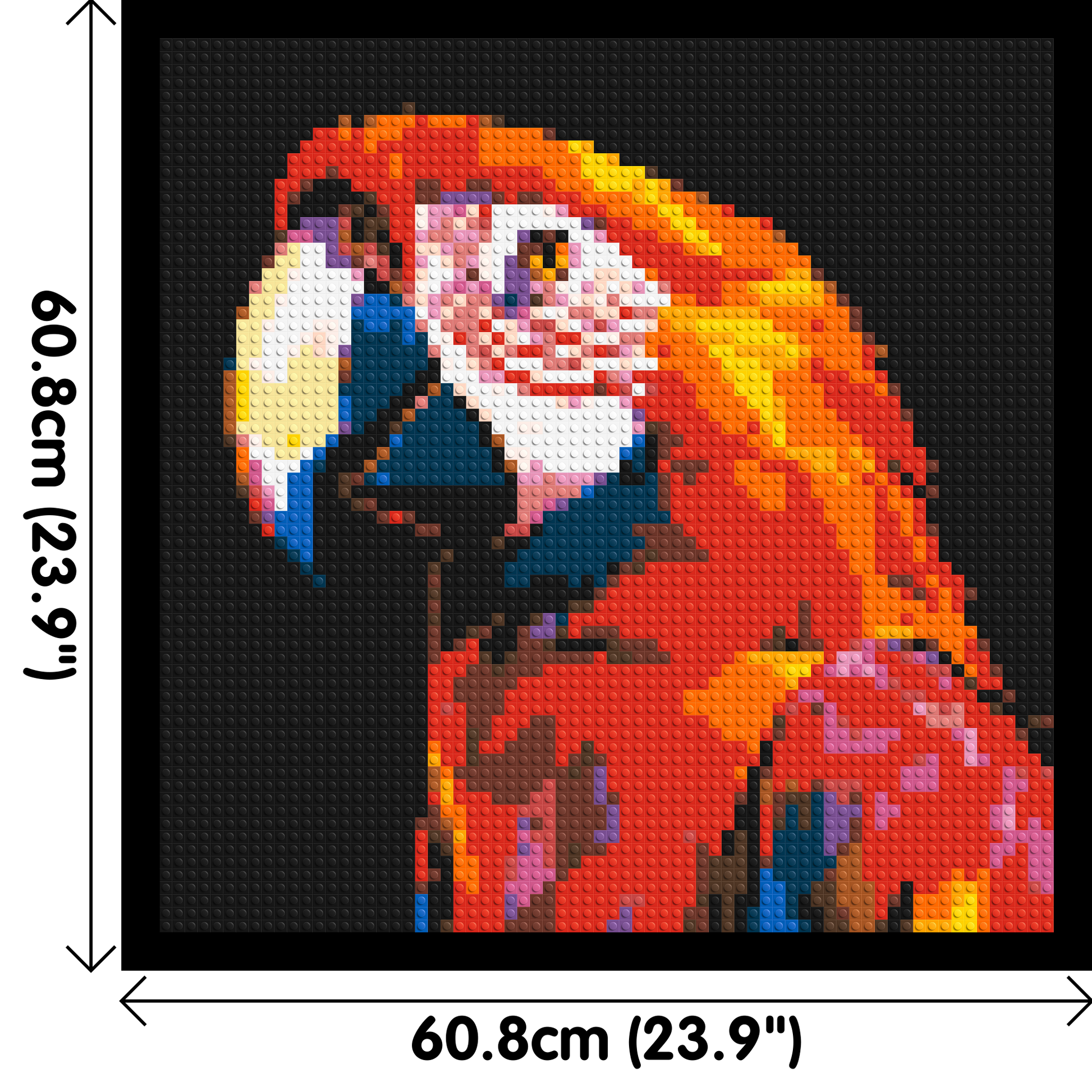 Scarlet Macaw Geometric Pop Art - Brick Art Mosaic Kit 3x3 dimensions with frame