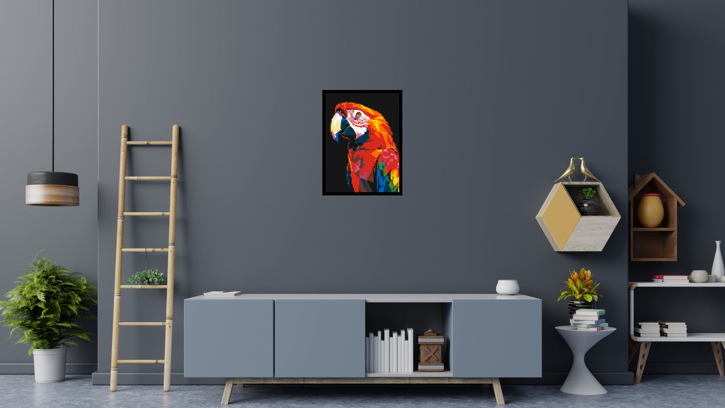 Scarlet Macaw Geometric Pop Art - Brick Art Mosaic Kit 3x4 large