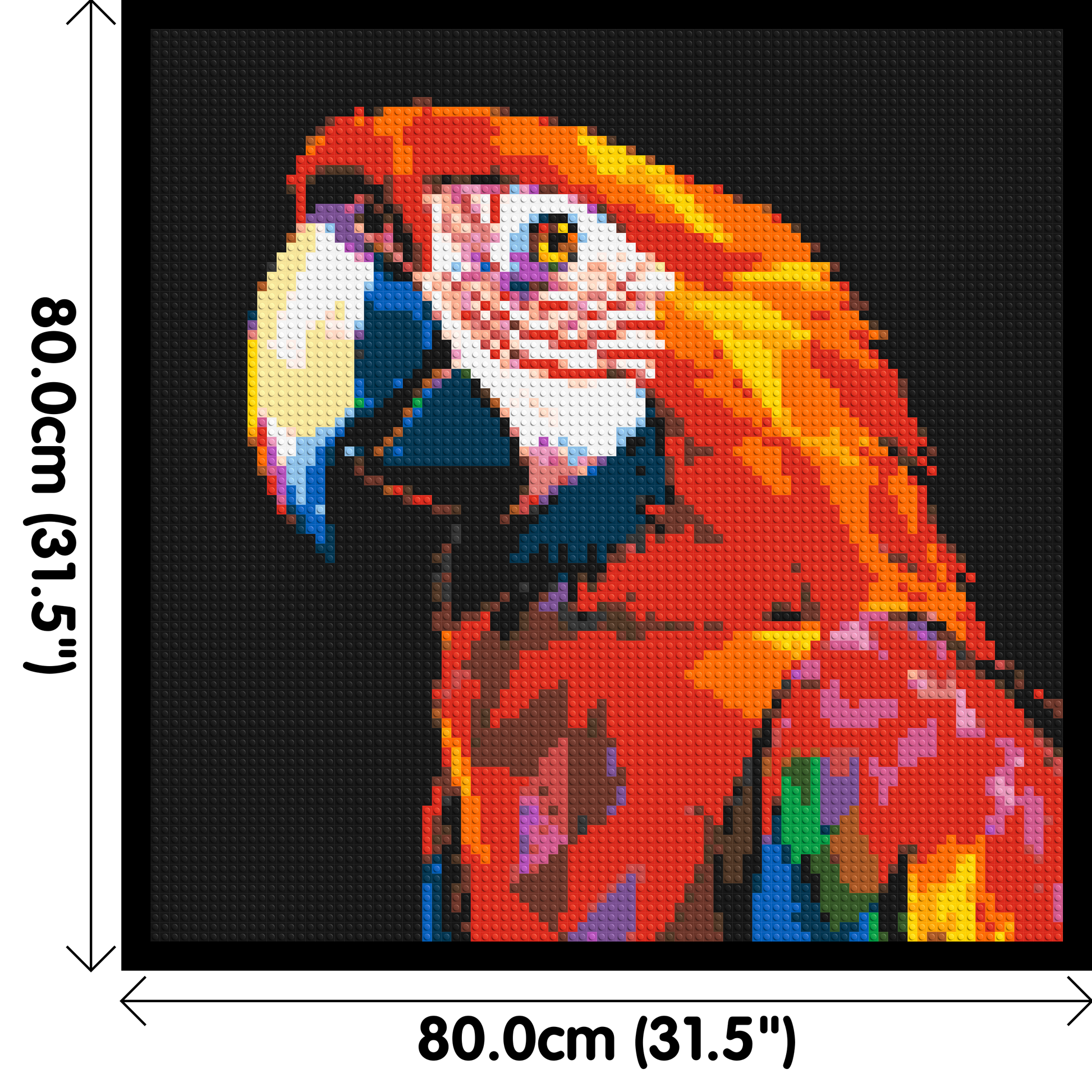 Scarlet Macaw Geometric Pop Art - Brick Art Mosaic Kit 4x4 dimensions with frame