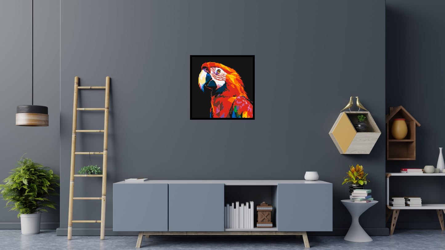 Scarlet Macaw Geometric Pop Art - Brick Art Mosaic Kit 4x4 large