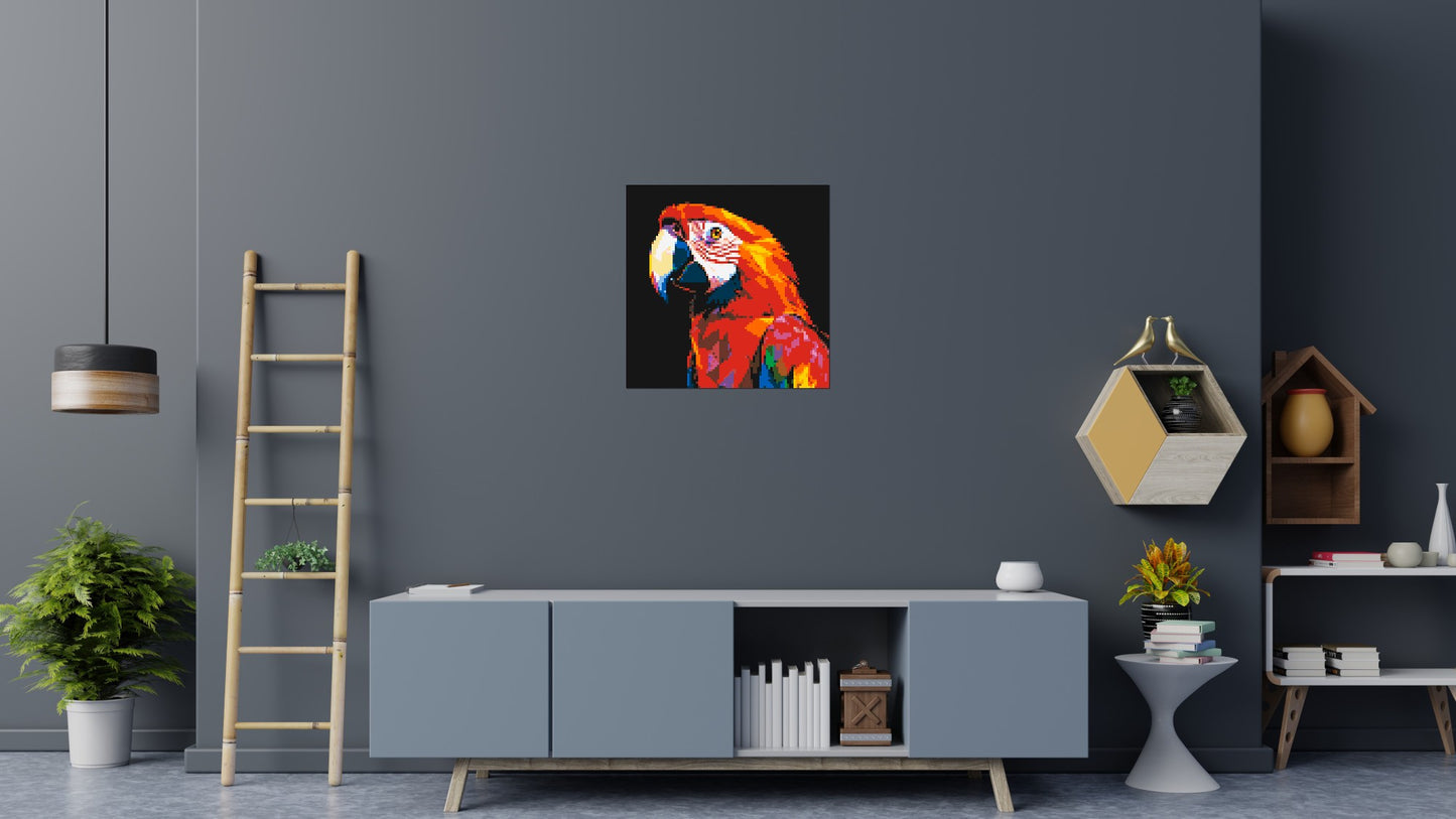 Scarlet Macaw Geometric Pop Art - Brick Art Mosaic Kit 4x4 large