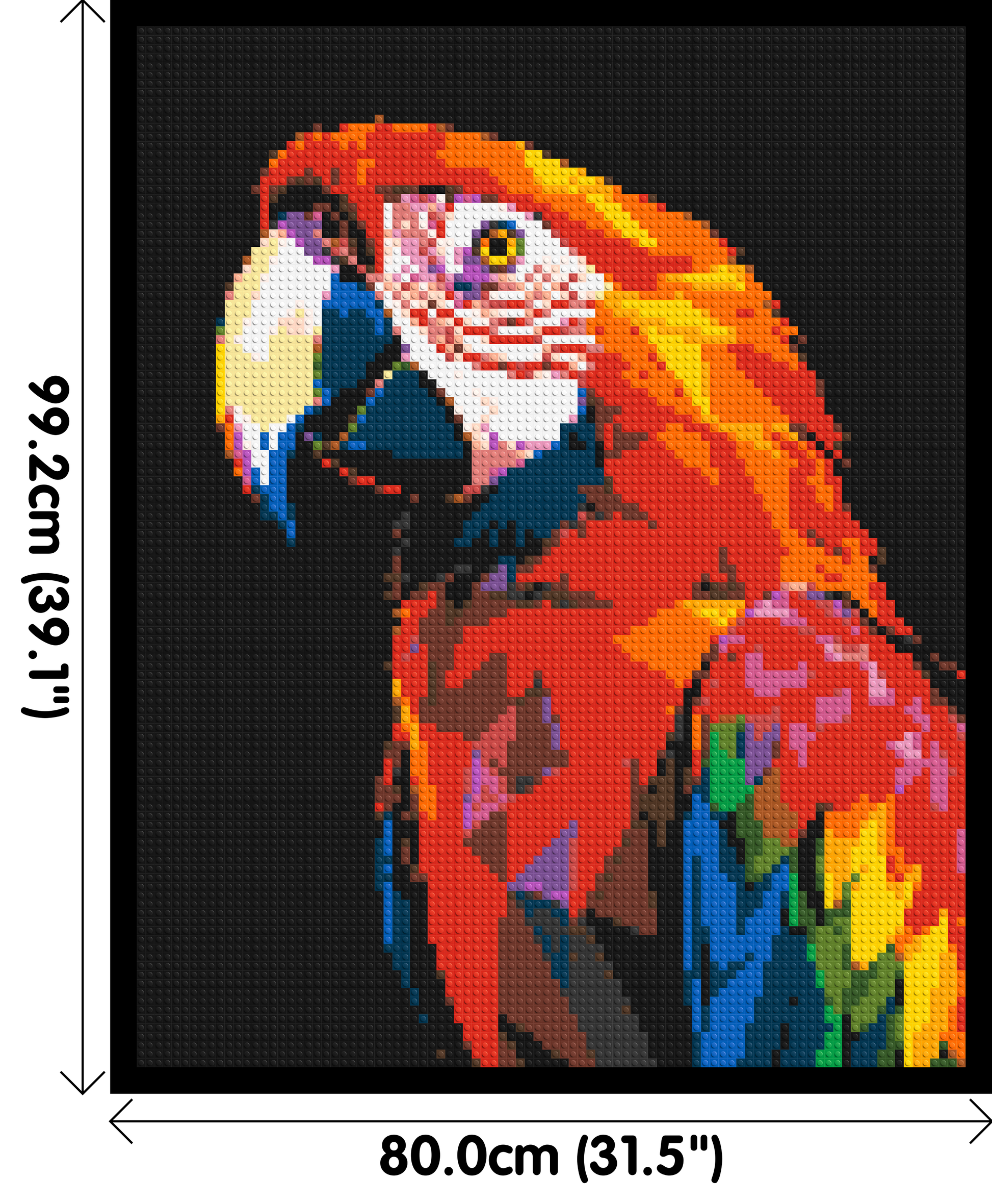 Scarlet Macaw Geometric Pop Art - Brick Art Mosaic Kit 4x5 dimensions with frame