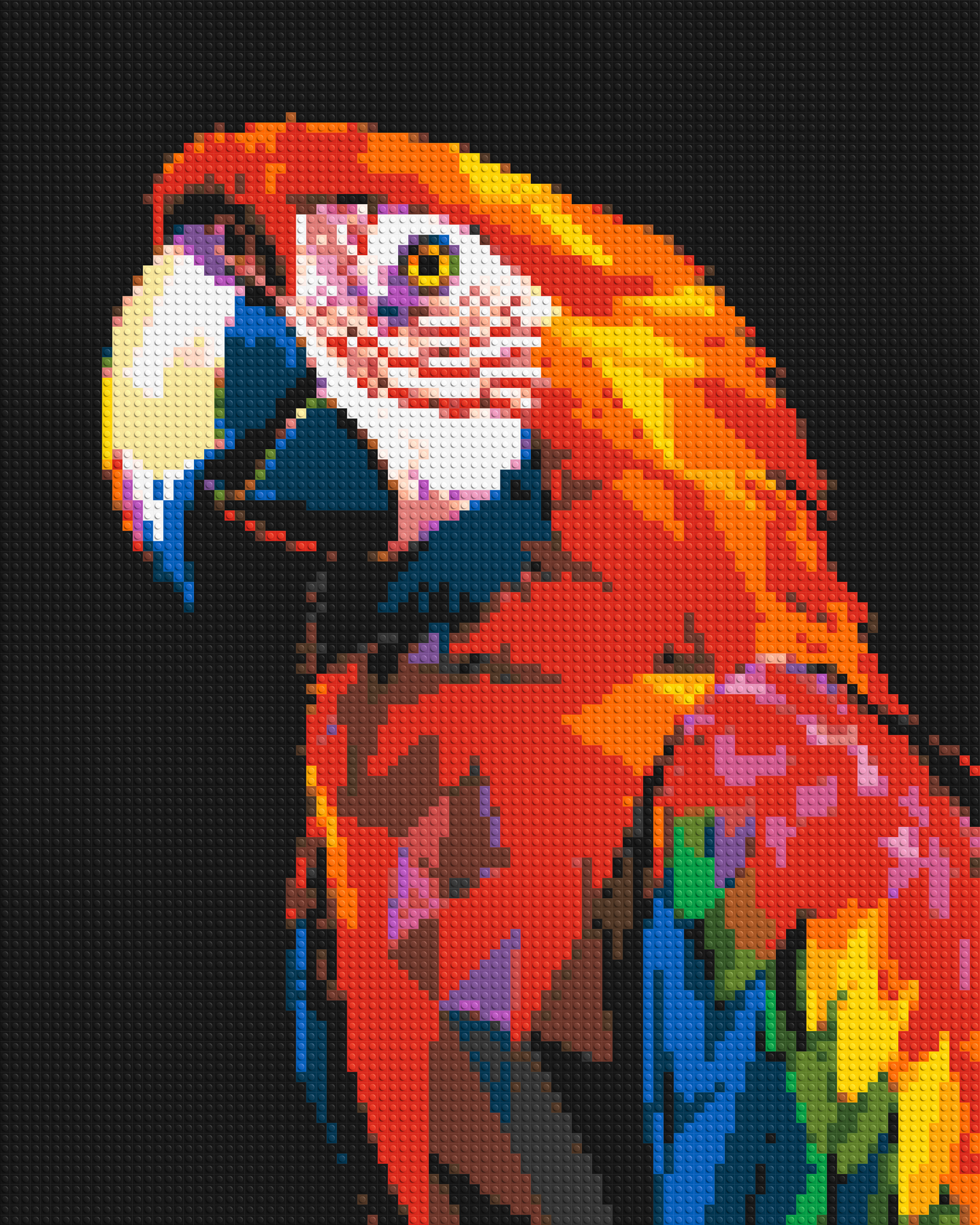 Scarlet Macaw Geometric Pop Art - Brick Art Mosaic Kit 4x5 large