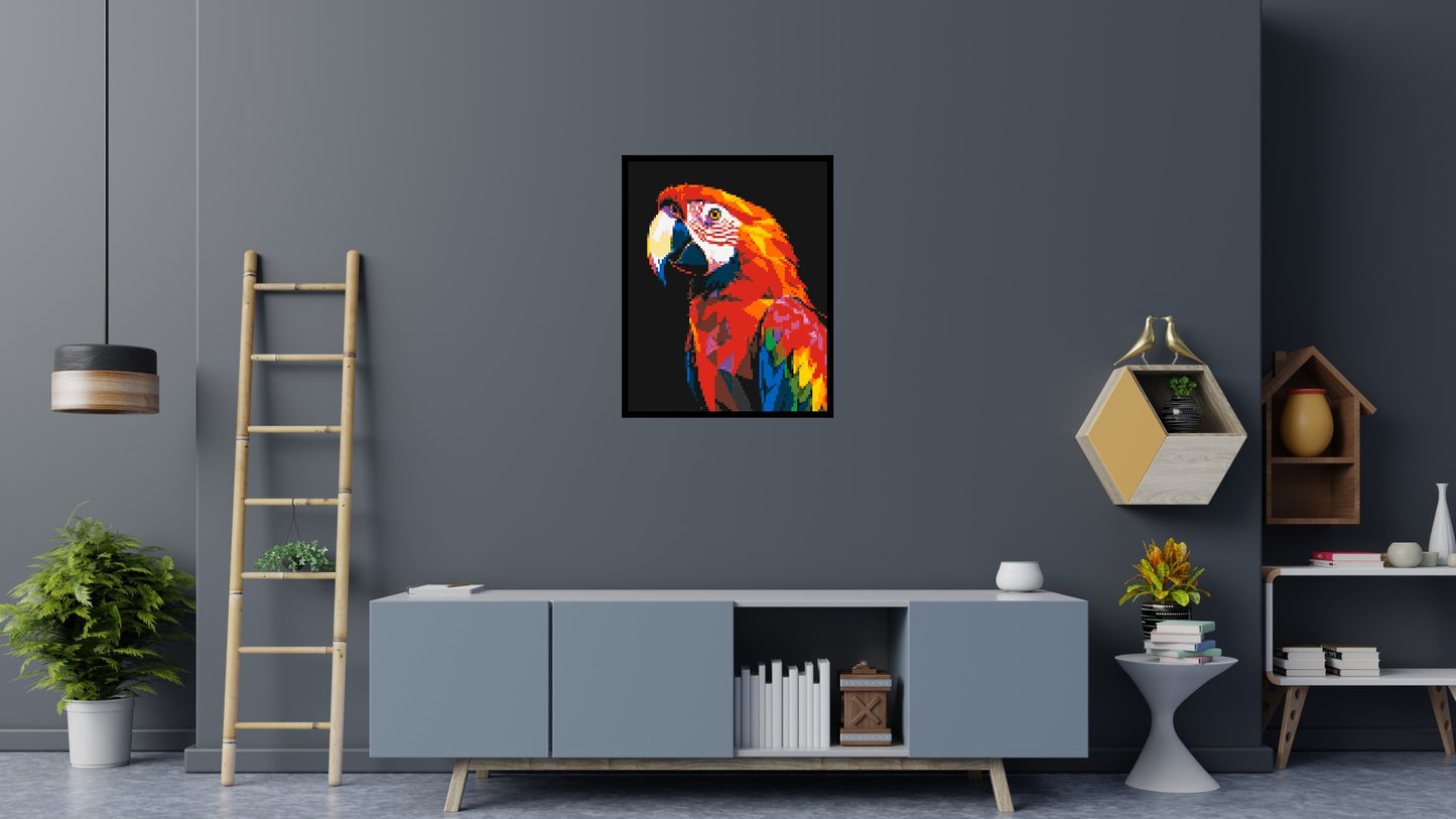 Scarlet Macaw Geometric Pop Art - Brick Art Mosaic Kit 4x5 large