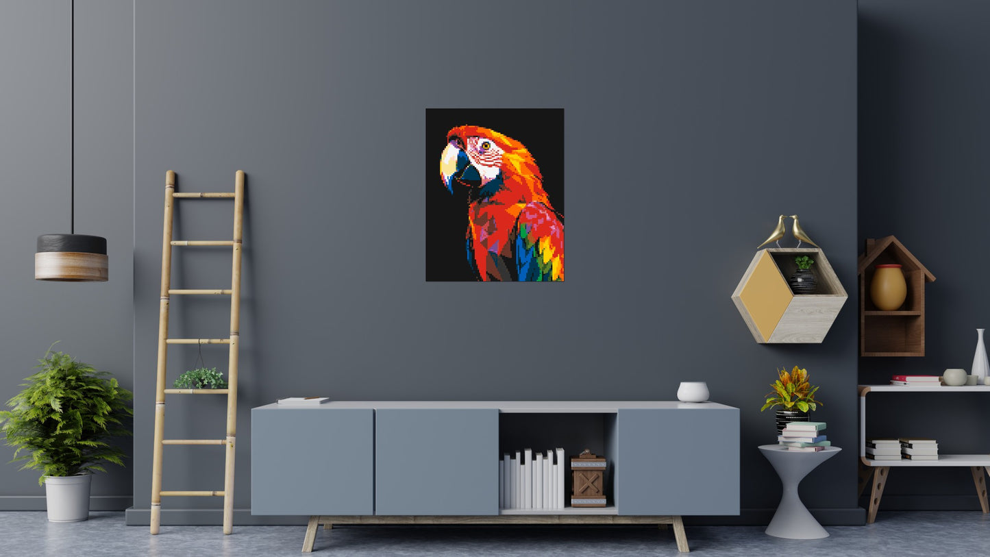Scarlet Macaw Geometric Pop Art - Brick Art Mosaic Kit 4x5 large