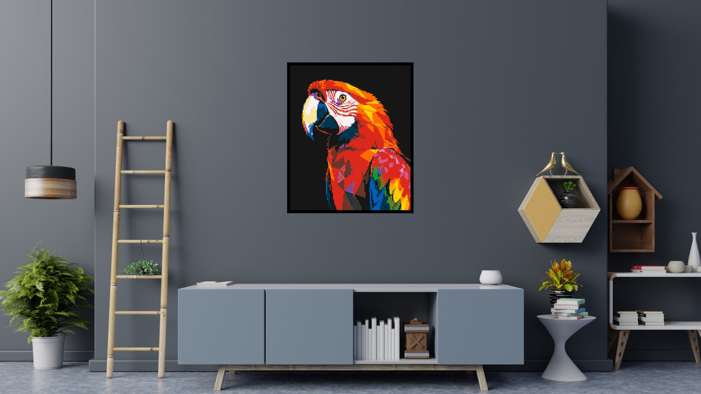 Scarlet Macaw Geometric Pop Art - Brick Art Mosaic Kit 5x6 large