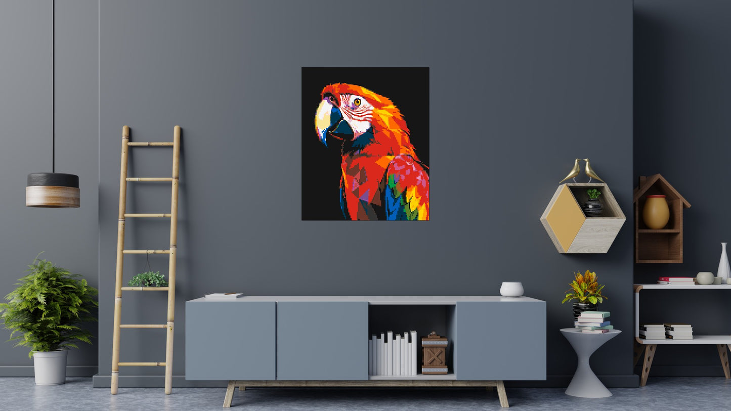 Scarlet Macaw Geometric Pop Art - Brick Art Mosaic Kit 5x6 large