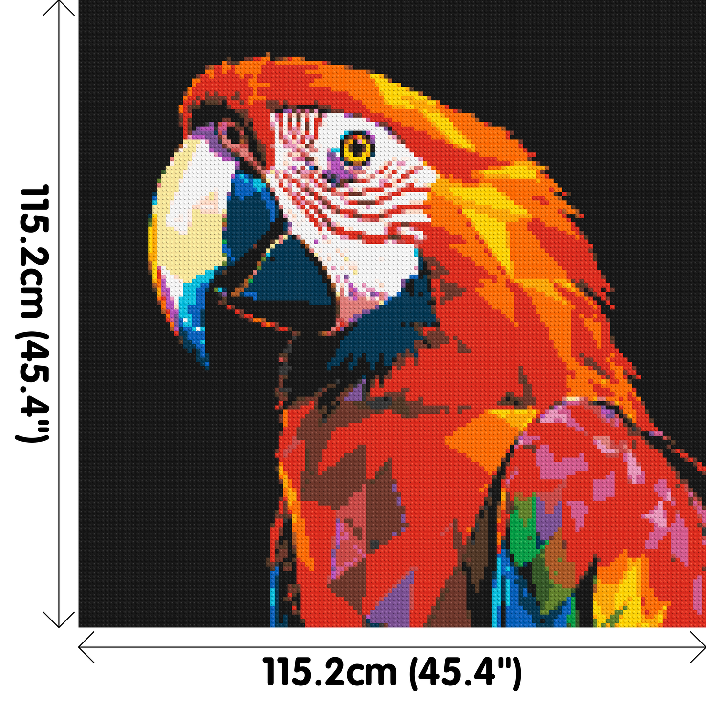 Scarlet Macaw Geometric Pop Art - Brick Art Mosaic Kit 6x6 large