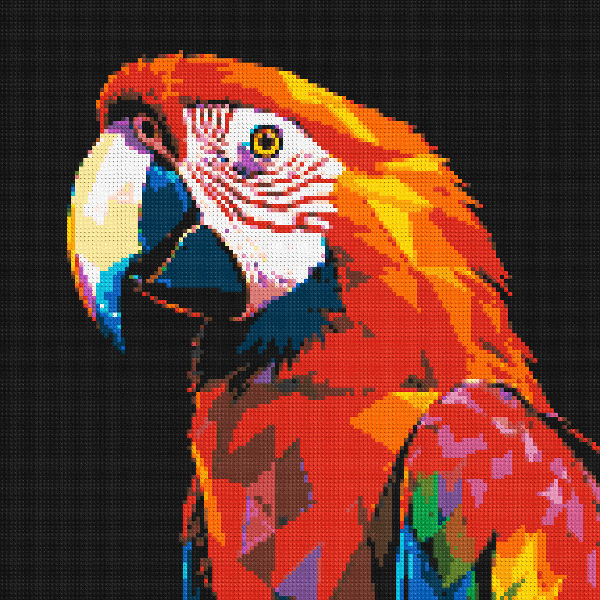 Scarlet Macaw Geometric Pop Art - Brick Art Mosaic Kit 6x6 large