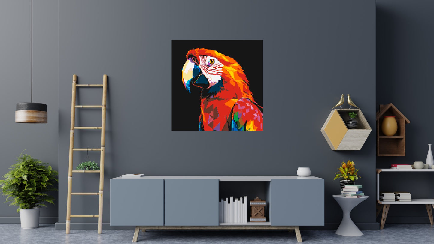 Scarlet Macaw Geometric Pop Art - Brick Art Mosaic Kit 6x6 large