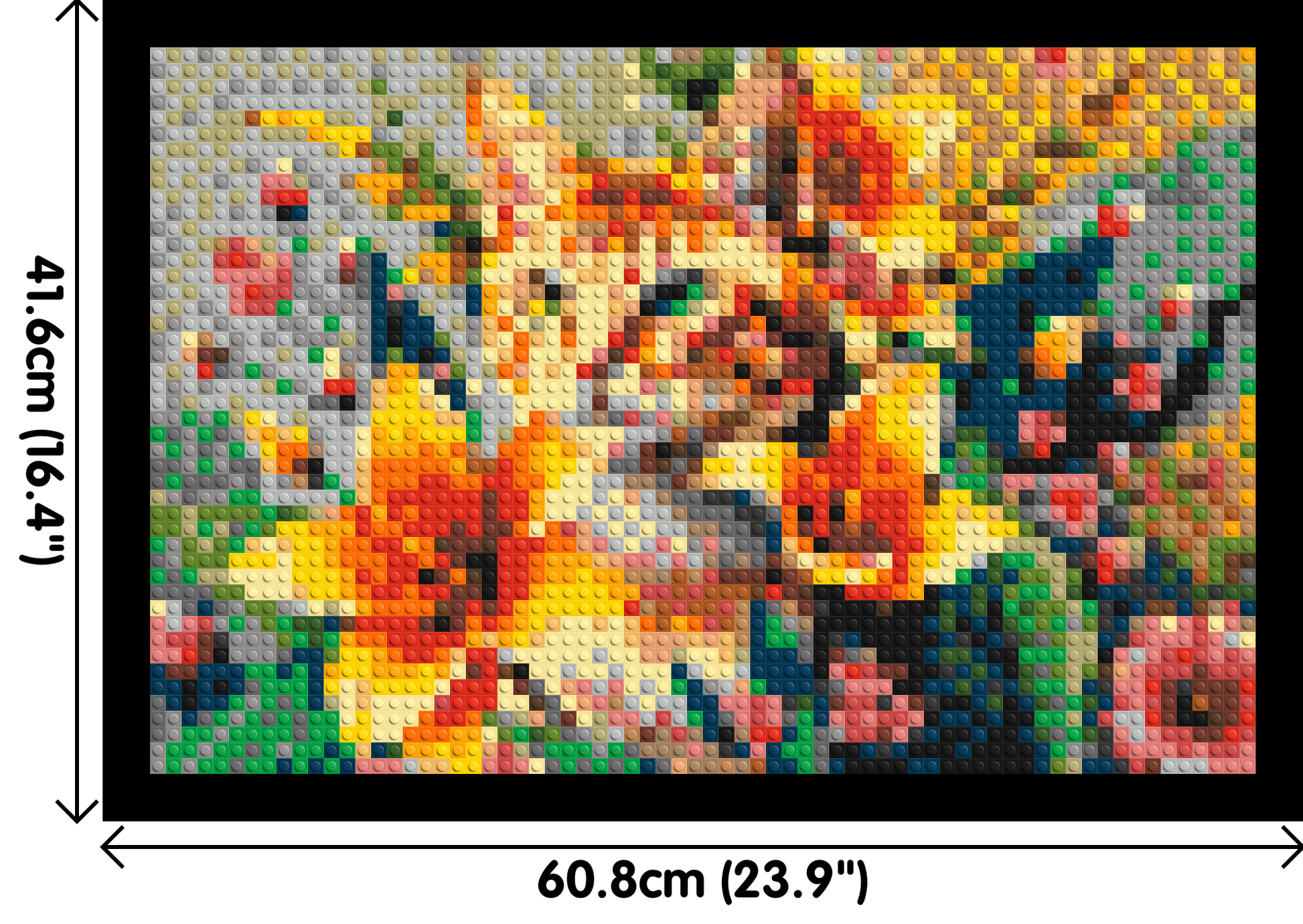 Ginger Tabby Cat with Orange Lilies and Pink Blossoms Illustration - Brick Art Mosaic Kit 3x2 dimensions with frame