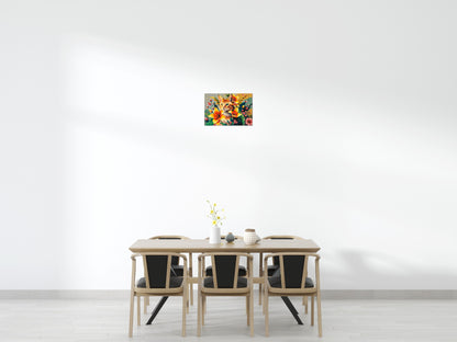 Ginger Tabby Cat with Orange Lilies and Pink Blossoms Illustration - Brick Art Mosaic Kit 3x2 large