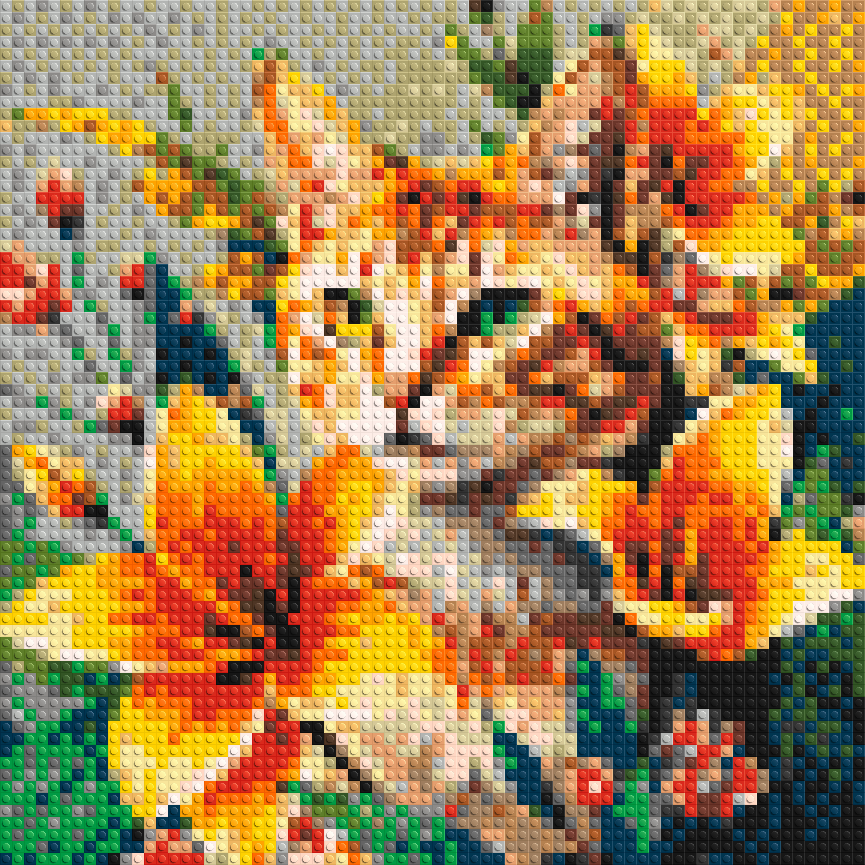 Ginger Tabby Cat with Orange Lilies and Pink Blossoms Illustration - Brick Art Mosaic Kit 3x3 large