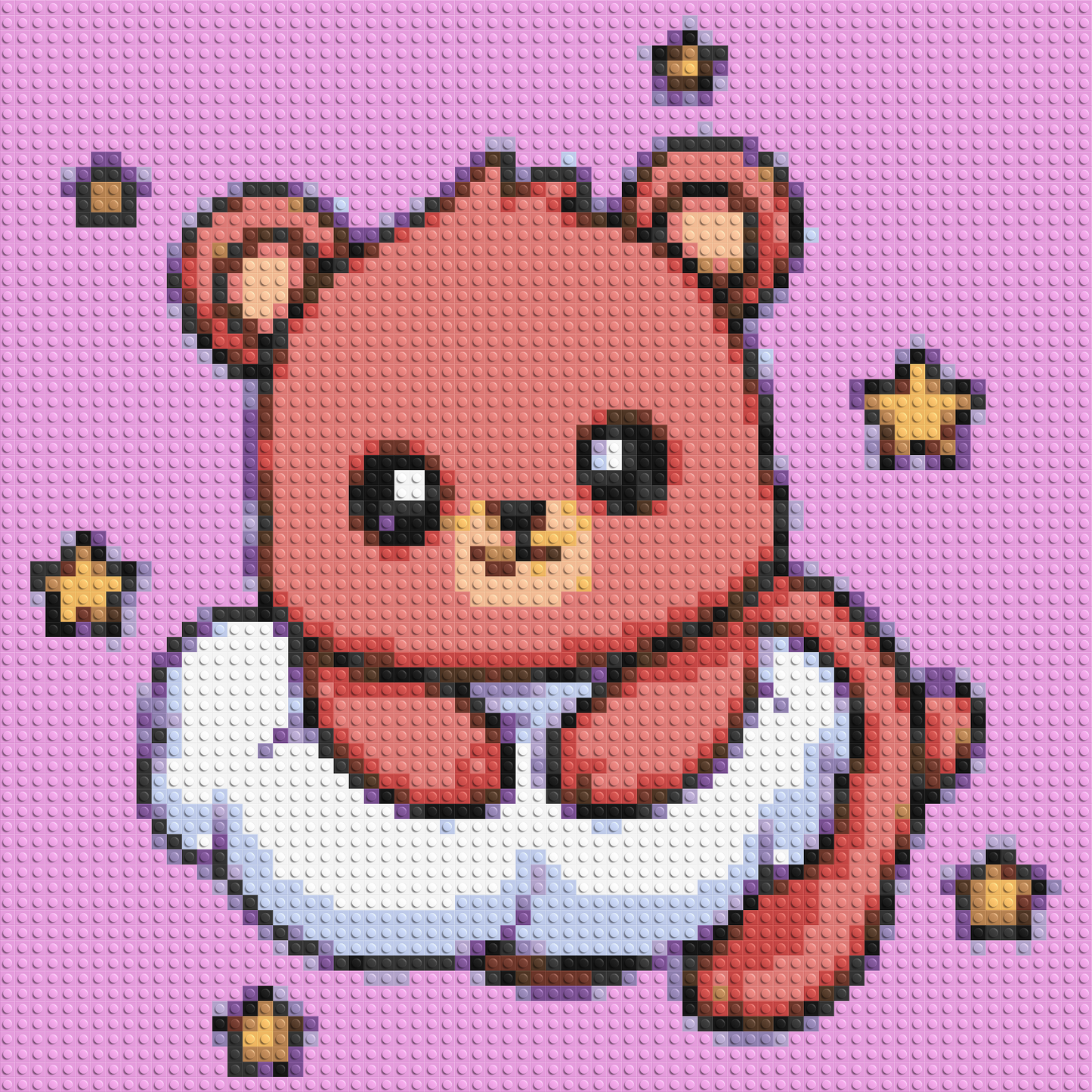 Cute Bear on Cloud with Stars Cartoon Art - Brick Art Mosaic Kit 3x3 large